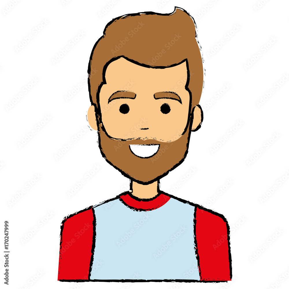 young man with beard avatar character vector illustration design