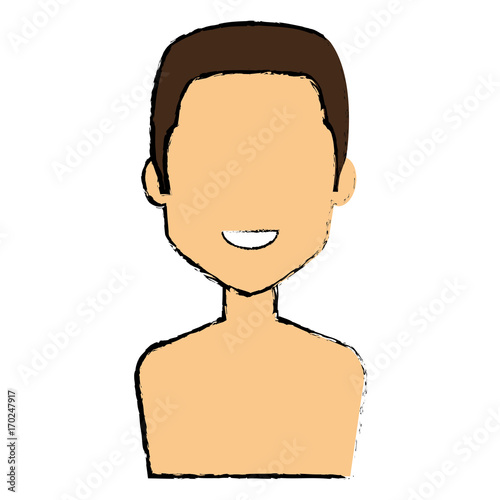 young man shirtless avatar character vector illustration design