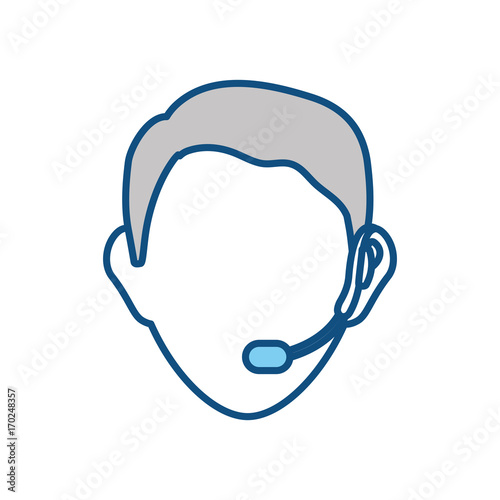 colorful  face man call center over white background vector illustration
