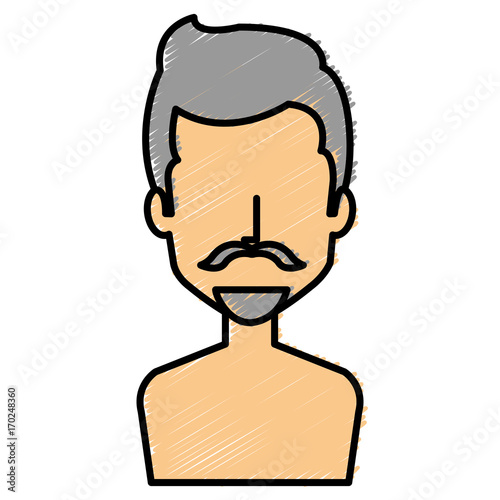 young man shirtless avatar character vector illustration design