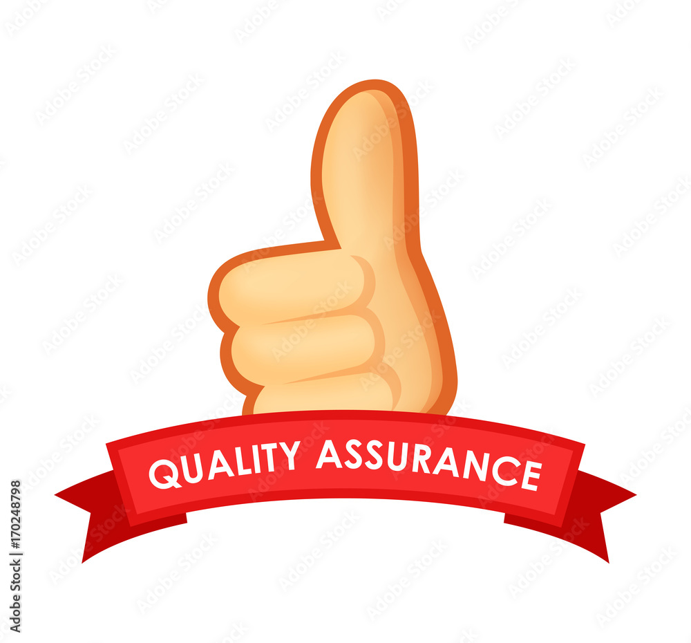 Sign Quality Assurance - Emblem with Thumb Up Stock Vector | Adobe Stock