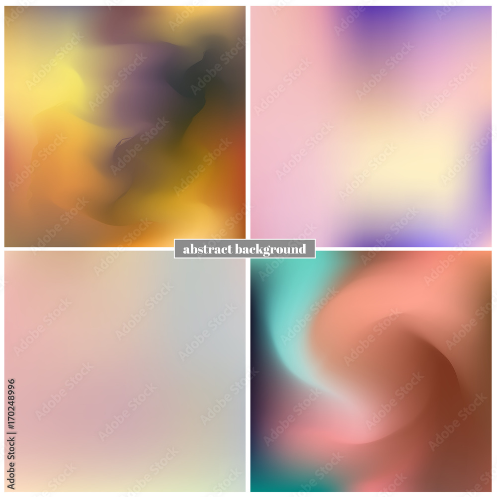 Set of blurred vector backgrounds. Colored bright abstract illustration. Template. Web. Rainbow. Holographic. Range.