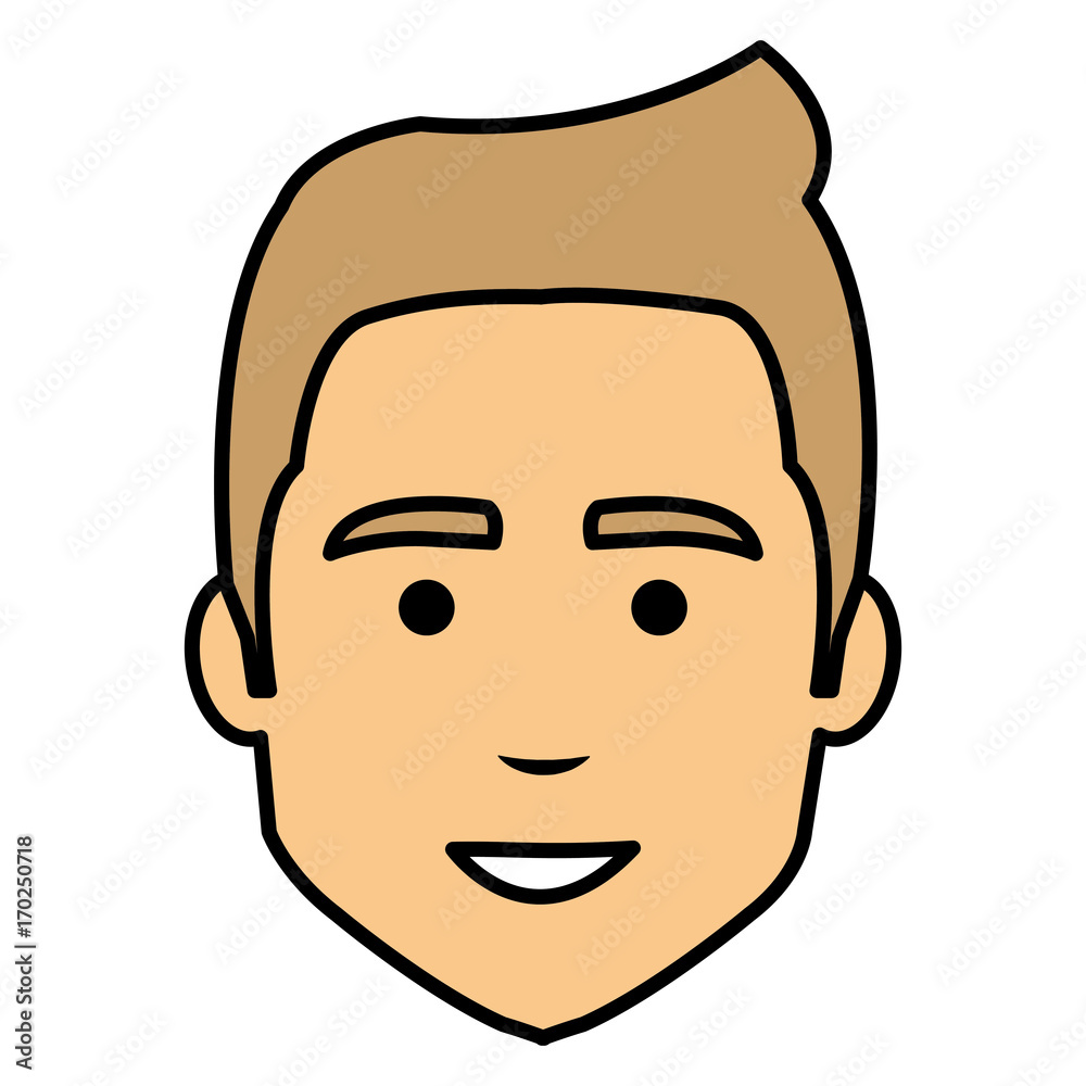 young man head avatar character vector illustration design