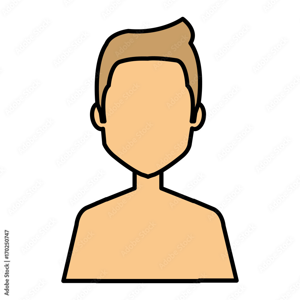young man shirtless avatar character vector illustration design