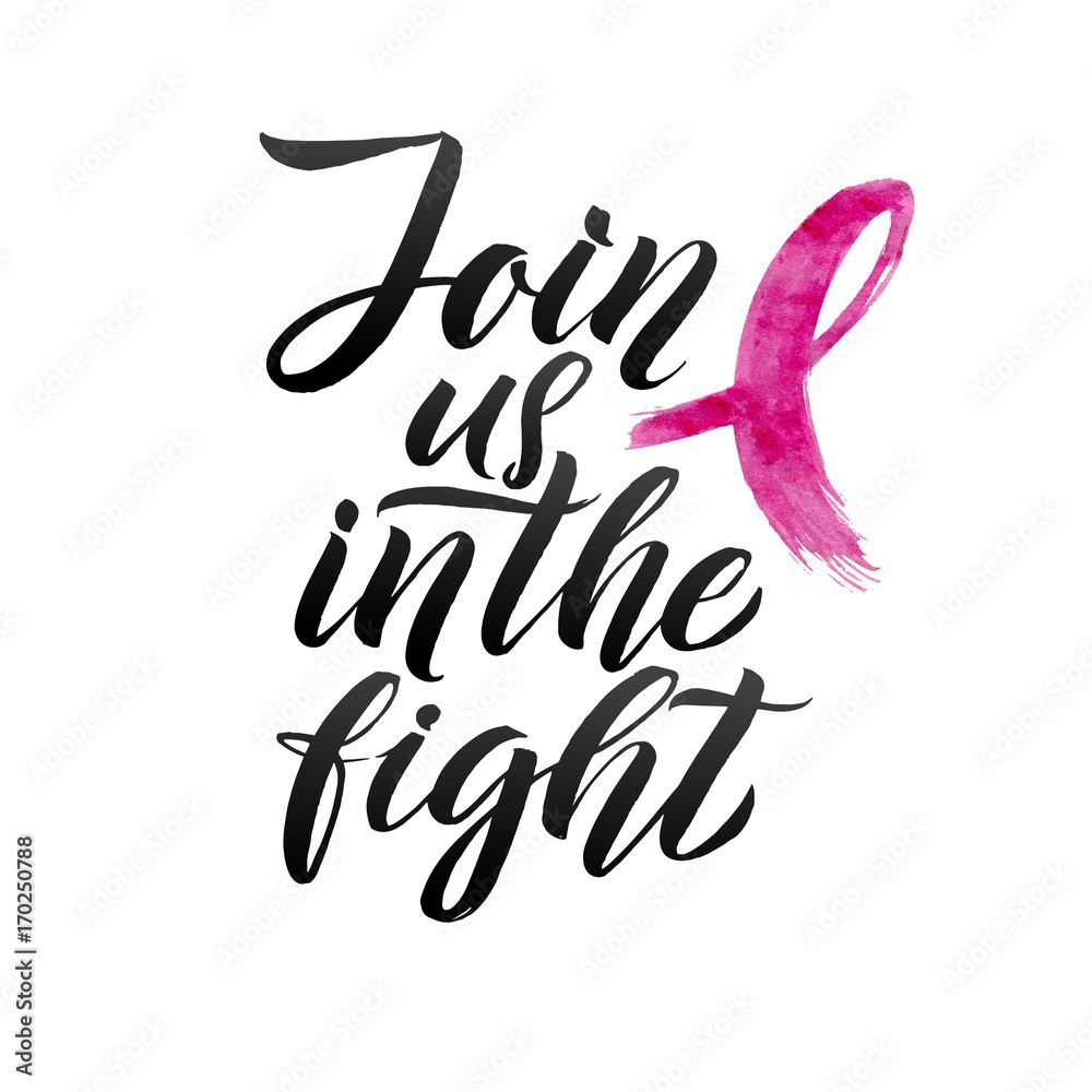 Vector Breast Cancer Awareness Calligraphy Poster Design. Stroke Pink Ribbon. October is Cancer Awareness Month Vector Breast Cancer Awareness Calligraphy Poster Design. Stroke Pink Ribbon. October is Cancer Awareness Month