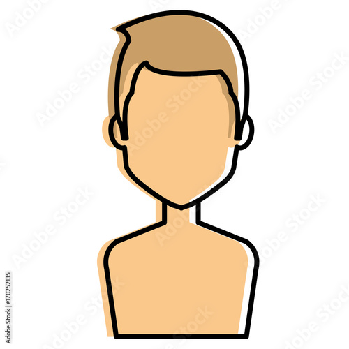 young man shirtless avatar character vector illustration design