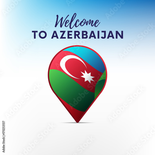 Flag of Azerbaijan in shape of map pointer or marker. Welcome to Azerbaijan. Vector illustration. Free Download Flag of Azerbaijan in shape of map pointer or marker. Welcome to Azerbaijan. Vector illustration. - GFXLoad