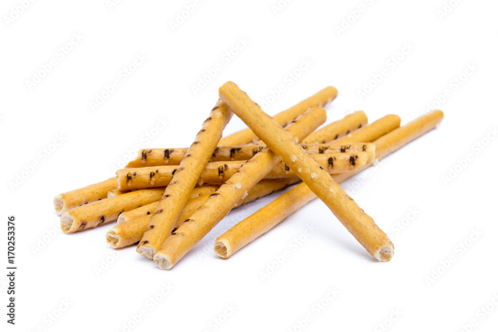 Salty cracker pretzel sticks isolated on white background Salty cracker pretzel sticks isolated on white background