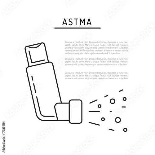 Inhaler of Asthma vector banner template on medical theme with place for text