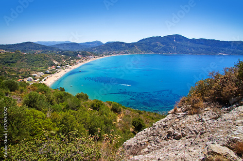 view to bay with agios georgios  corfu island  greece