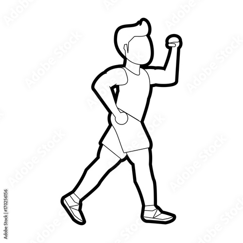 Man running of athlete training and fitness theme Isolated design Vector illustration © Jemastock