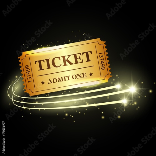Vector illustration of gold ticket