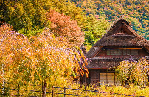 Old Japanese thatched house, Saiko Iyashi no Sato Nenba, Yamanashi, Japan