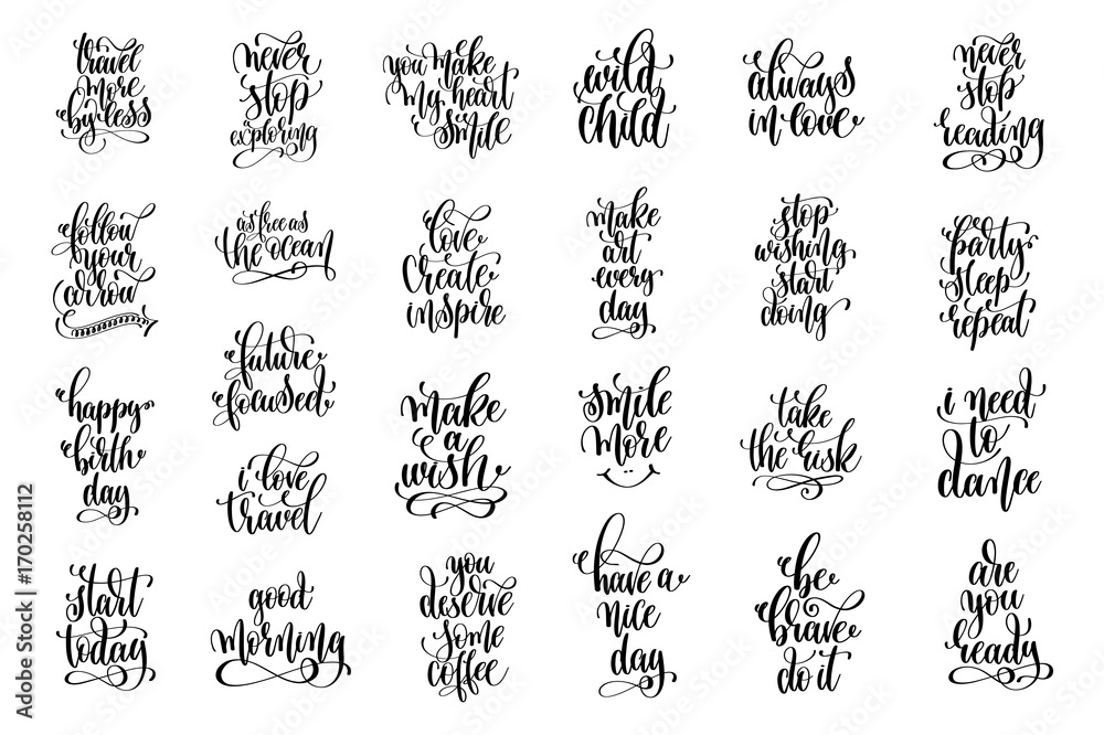 set of 25 black and white positive quote