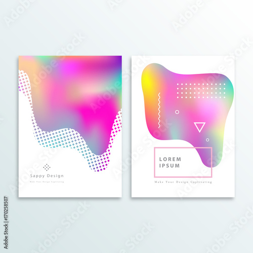 Fluid color cover design with gradient vector illustration. Minimalistic design. Background with dynamic design. Colorful pattern texture. Modern cover design. Template background