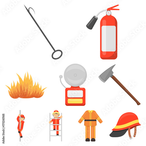 Fire department set icons in cartoon style. Big collection of fire department vector symbol stock illustration photo