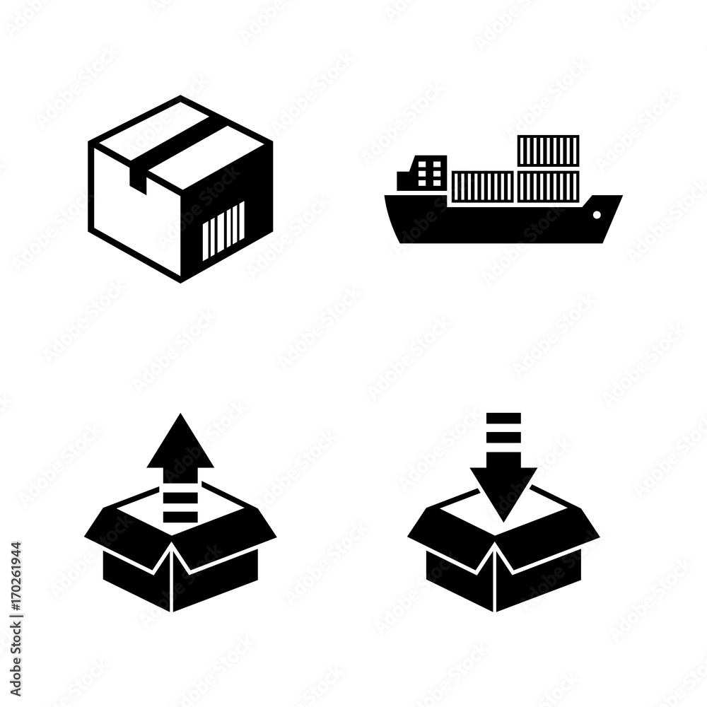 Shipping and Logistics. Simple Related Vector Icons Set for Video, Mobile Apps, Web Sites, Print Projects and Your Design. Black Flat Illustration on White Background. Shipping and Logistics. Simple Related Vector Icons Set for Video, Mobile Apps, Web Sites, Print Projects and Your Design. Black Flat Illustration on White Background.