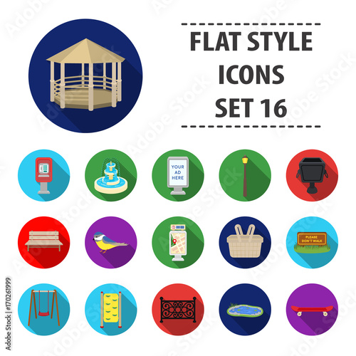 Park set icons in flat style. Big collection of park vector symbol stock illustration
