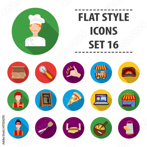 Pizza and pizzeria set icons in black style. Big collection of pizza and pizzeria vector symbol stock illustration