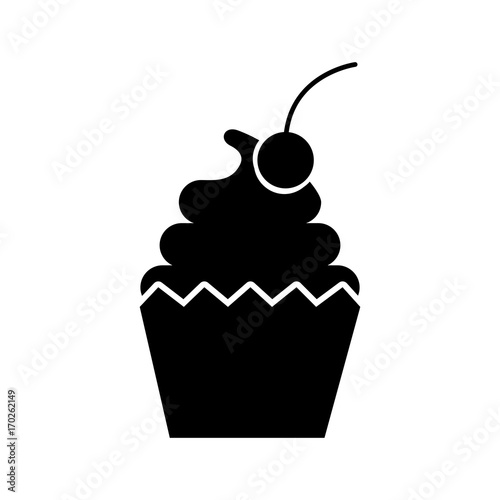 cupcake cherry and icing bakery pastry food fresh vector illustration
