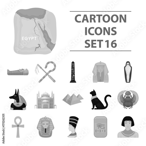 Ancient Egypt set icons in monochrome style. Big collection of ancient Egypt vector symbol stock illustration