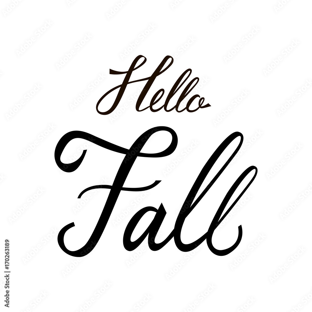 Hello fall modern brush phrase isolated on white background Hello fall modern brush phrase isolated on white background