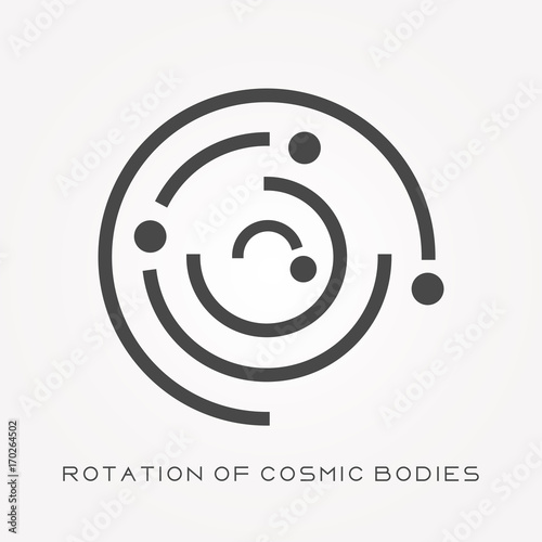 Silhouette icon rotation of cosmic bodies