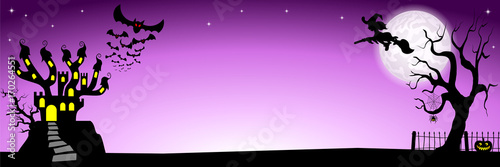 Banner mit Spukschloss in einer Vollmondnacht 