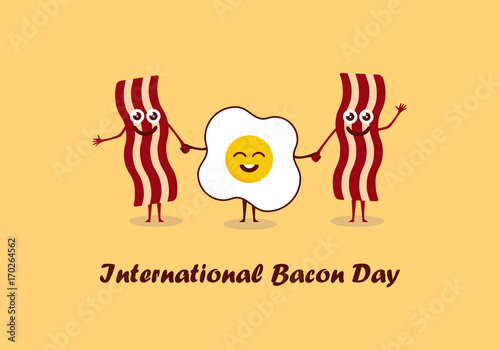 International Bacon Day vector. Bacon and egg cartoon. Important day