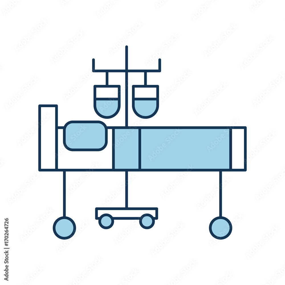 hospital medical bed and iv stand bag medicine vector illustration hospital medical bed and iv stand bag medicine vector illustration
