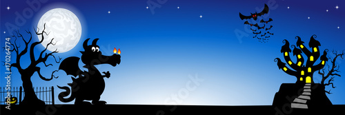 Halloween Banner mit einem Spuckschloss