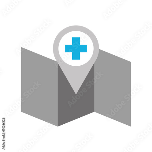 hospital pharmacy pointer on map location icon vector illustration