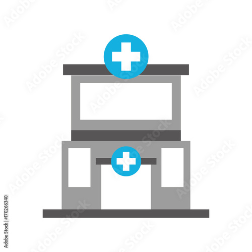 hospital building medical center front view icon illustration