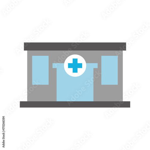 hospital building medical center front view icon illustration