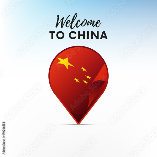 Flag of China in shape of map pointer or marker. Welcome to China. Vector illustration. Free Download Flag of China in shape of map pointer or marker. Welcome to China. Vector illustration. - GFXLoad