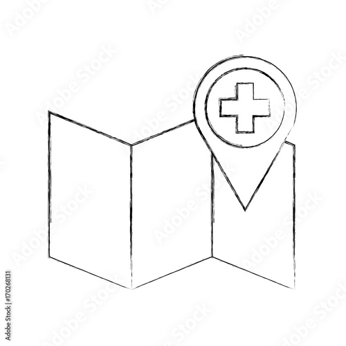 hospital pharmacy pointer on map location icon vector illustration
