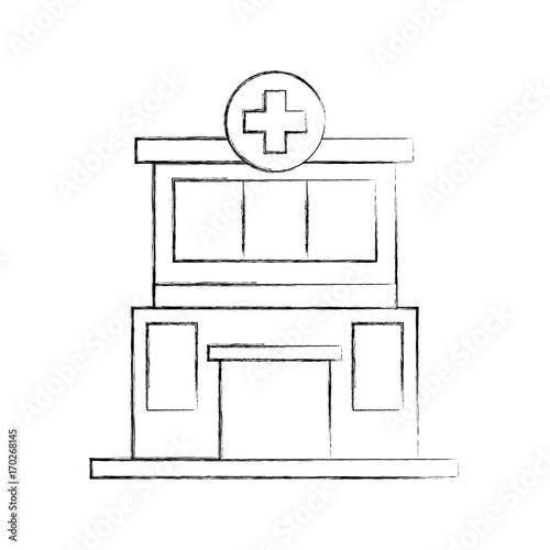 hospital building medical center front view icon vector illustration