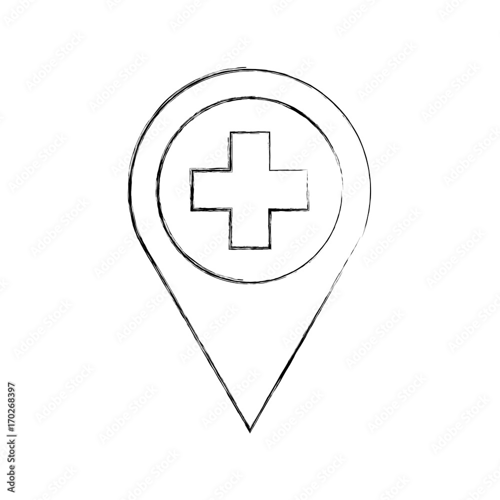 Obraz premium map pointer icon with cross hospital symbol position vector illustration