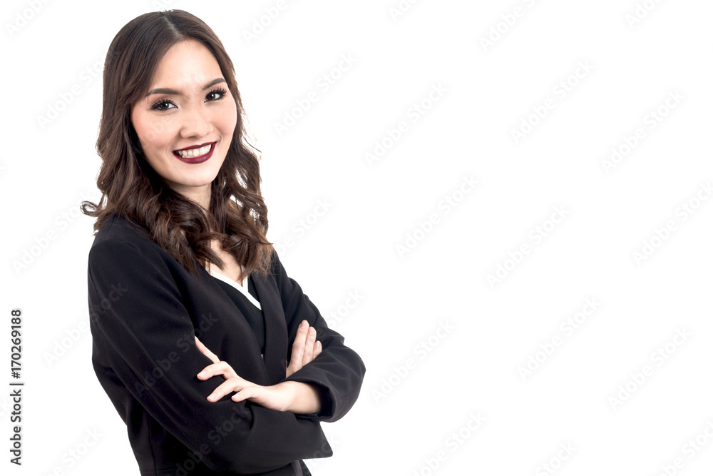 Portrait of business woman with copyspace isolated on white background Portrait of business woman with copyspace isolated on white background
