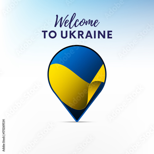Flag of Ukraine in shape of map pointer or marker. Welcome to Ukraine. Vector illustration. Free Download Flag of Ukraine in shape of map pointer or marker. Welcome to Ukraine. Vector illustration. - GFXLoad