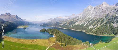 Panoramic view - Alpine lake and mountains