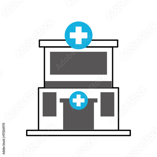 hospital building medical center front view icon vector illustration
