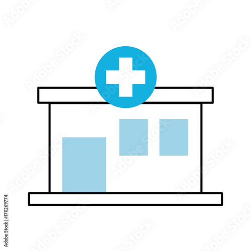 hospital building medical center front view icon vector illustration