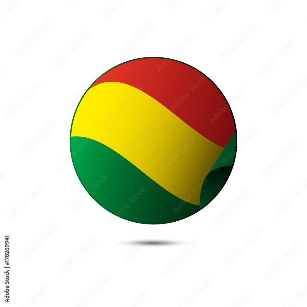 Bolivia flag button with shadow on a white background. Vector illustration. Bolivia flag button with shadow on a white background. Vector illustration.