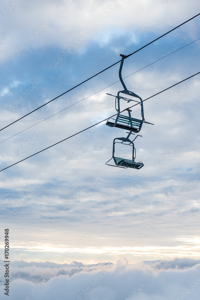 Chairlifts at El Colorado, a ski resort in Chile