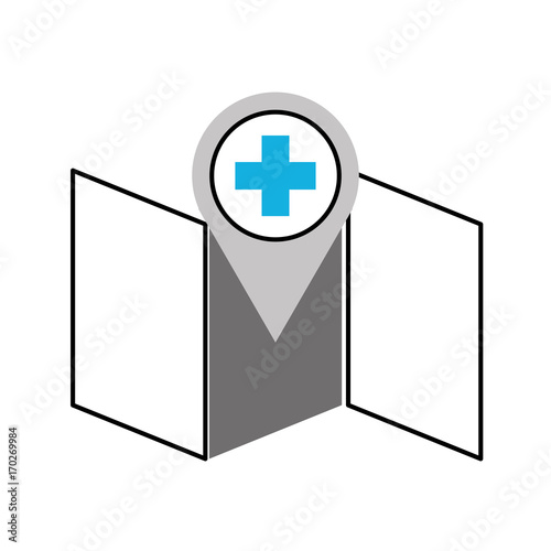 hospital pharmacy pointer on map location icon vector illustration