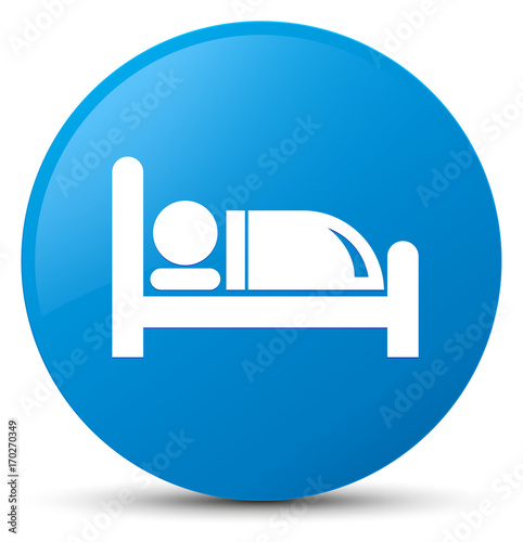 Hotel bed icon cyan blue round button
