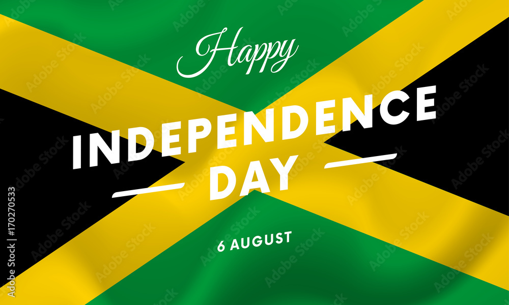 Fototapeta premium Jamaica Independence Day. 6 august. Waving flag. Vector illustration.