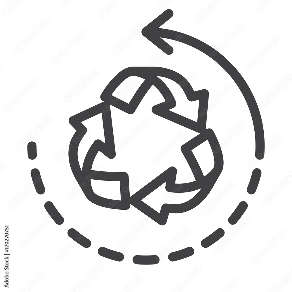 Recycling line icon, outline vector sign, linear style pictogram isolated on white. Symbol, logo illustration. Editable stroke. Pixel perfect graphics Recycling line icon, outline vector sign, linear style pictogram isolated on white. Symbol, logo illustration. Editable stroke. Pixel perfect graphics
