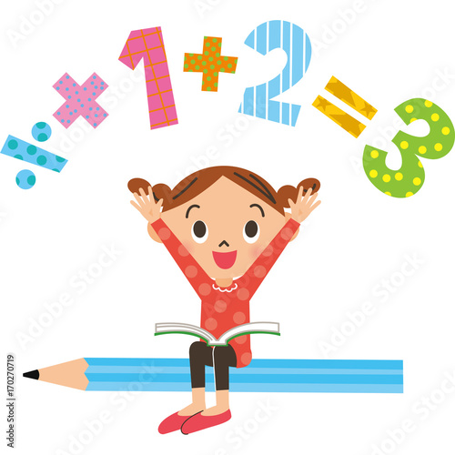 子供が鉛筆に座って計算をする